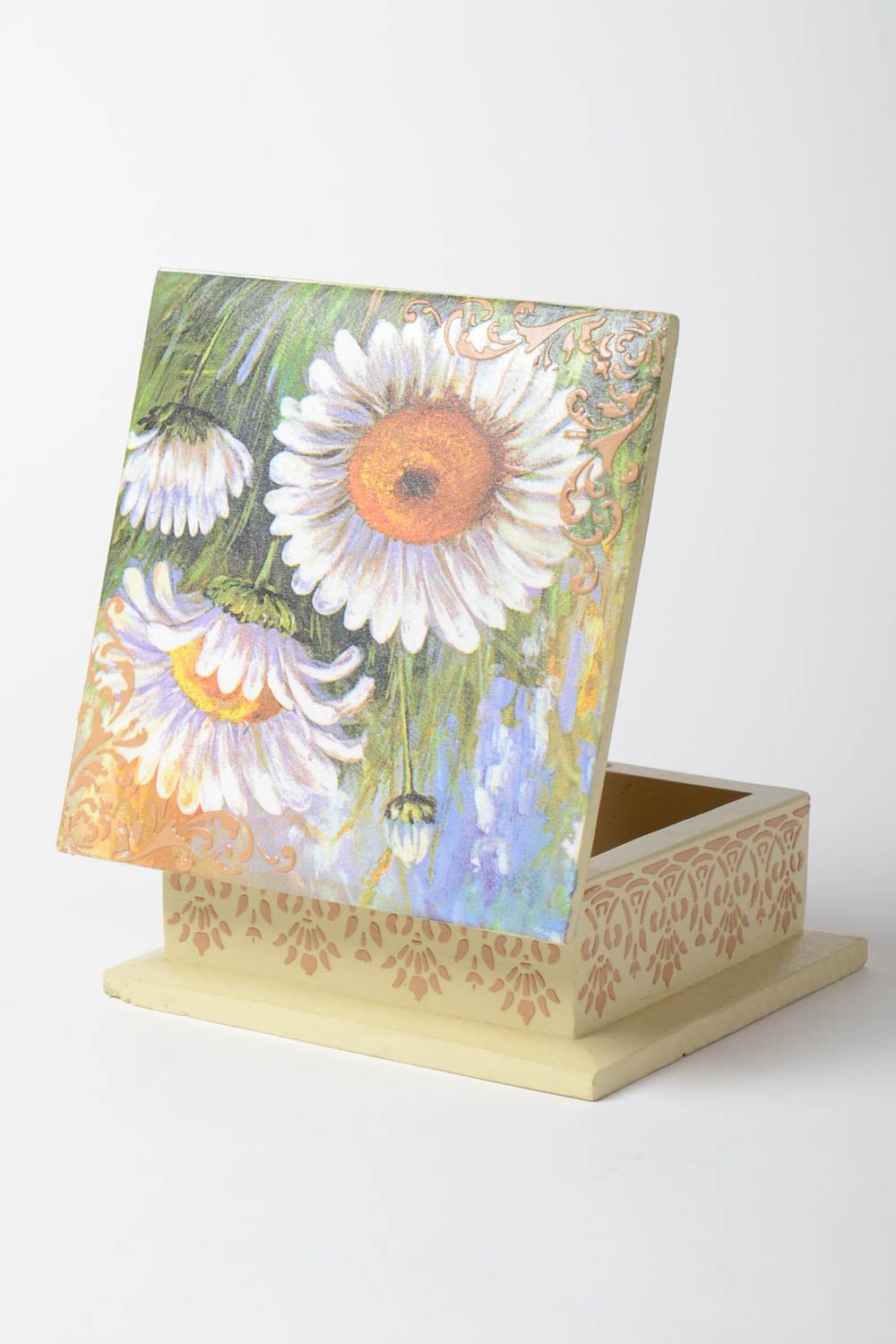 Caja artesanal de madera de decoupage joyero original regalo para mujer foto 4