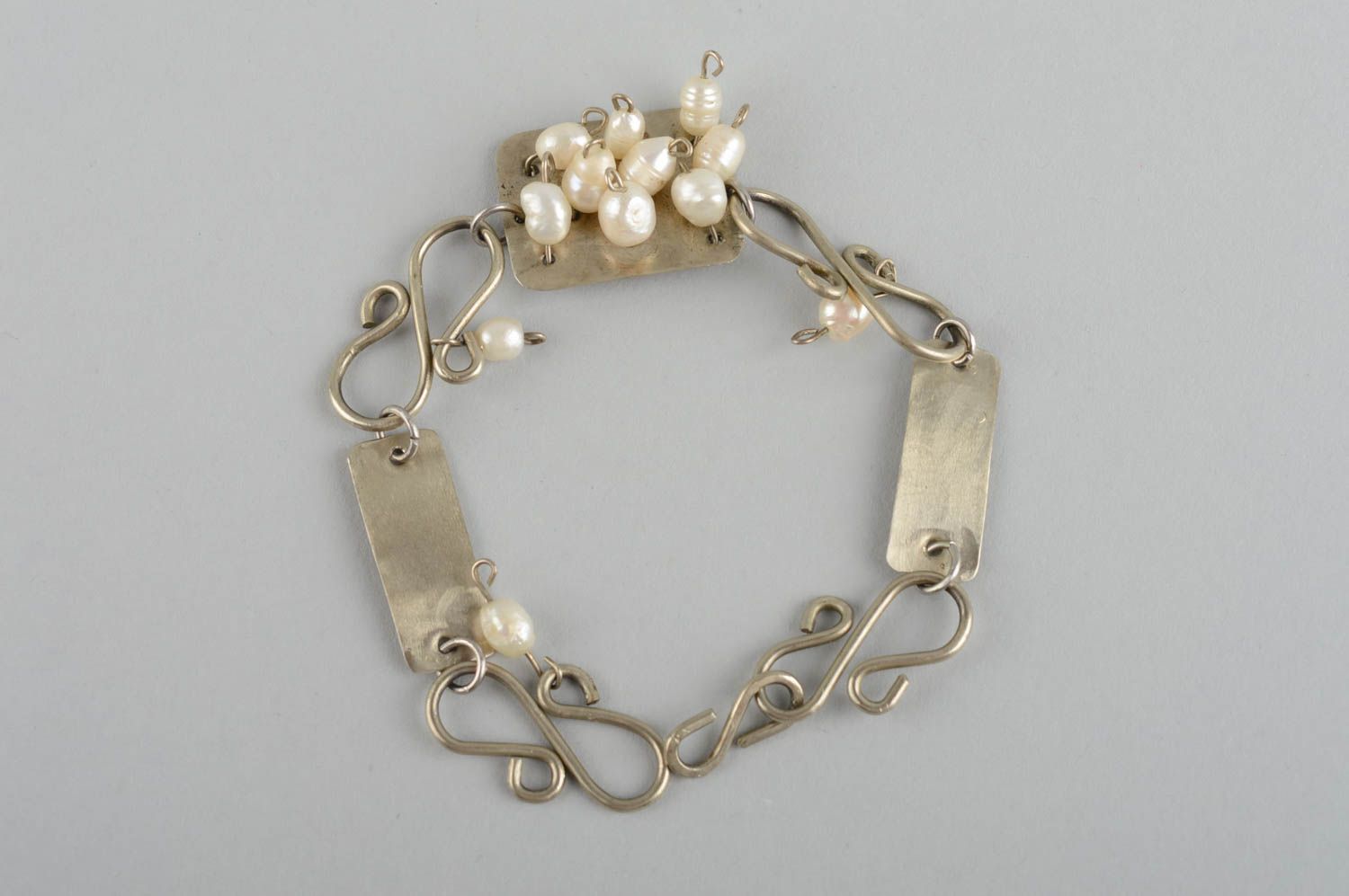 Pearl bracelet metal bracelet handmade jewelry designer accessories gift for her photo 4