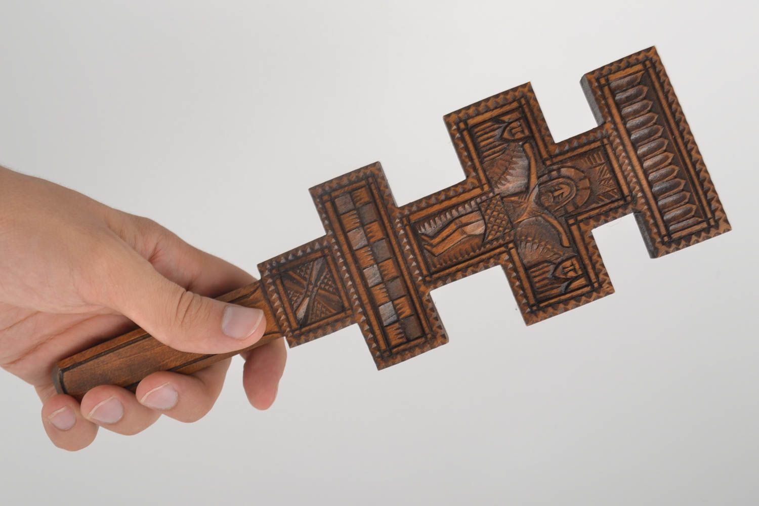 Крест ручной работы резной крест украшение на стену христианский оберег фото 5