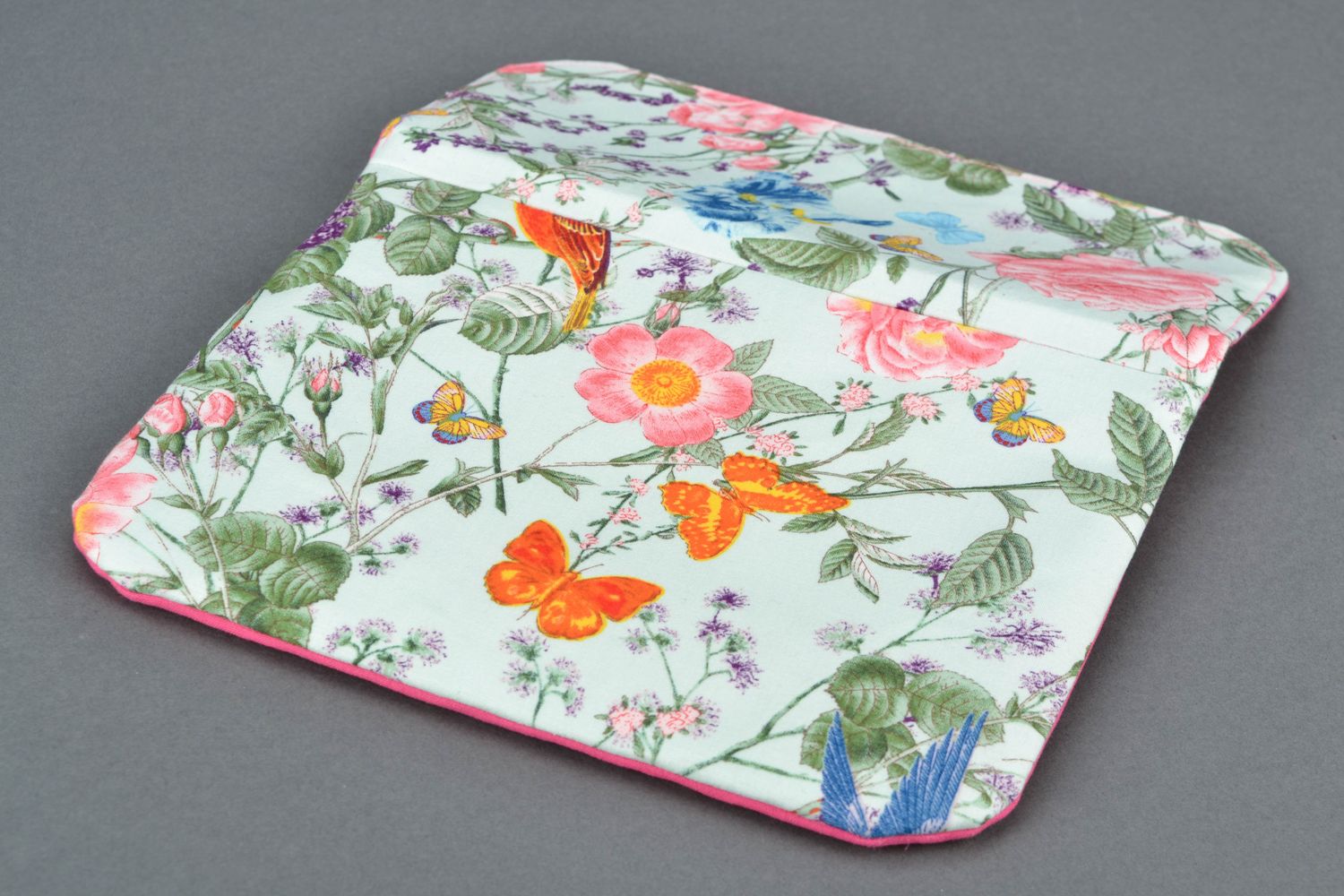 Клатч из ткани ручной работы Розы и бабочки фото 4
