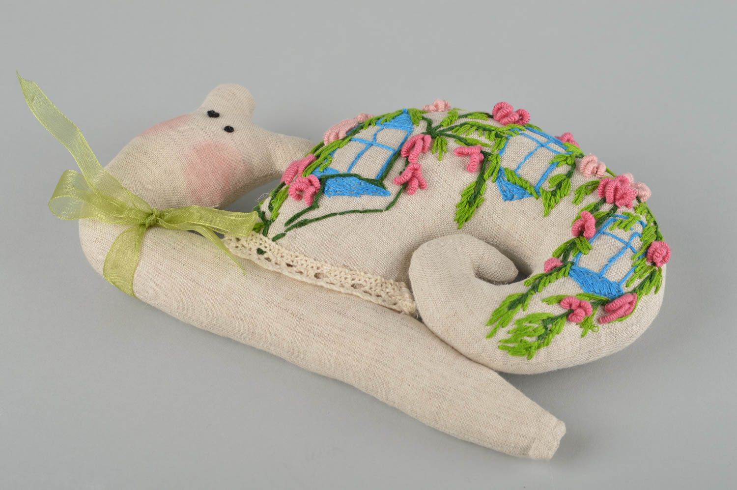 Игрушка ручной работы из натурального льна интерьерная игрушка декор для дома фото 2