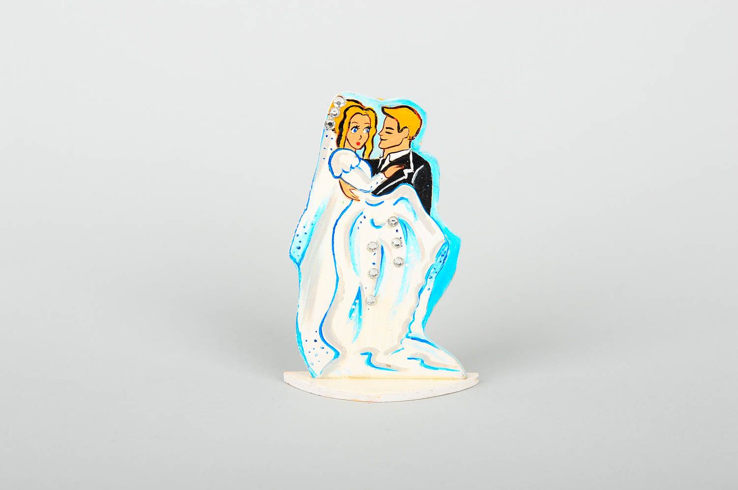 Statuette en bois fait main Figurine décorative Déco mariage Jeunes mariés  photo 1