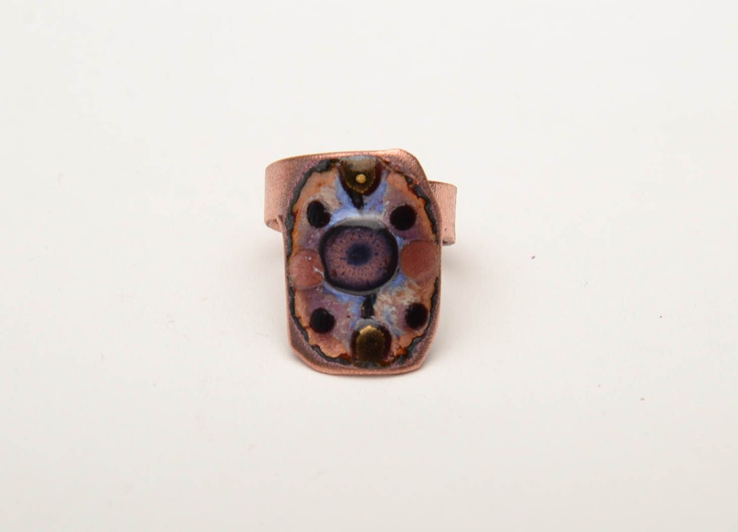 Enamel designer copper ring photo 2
