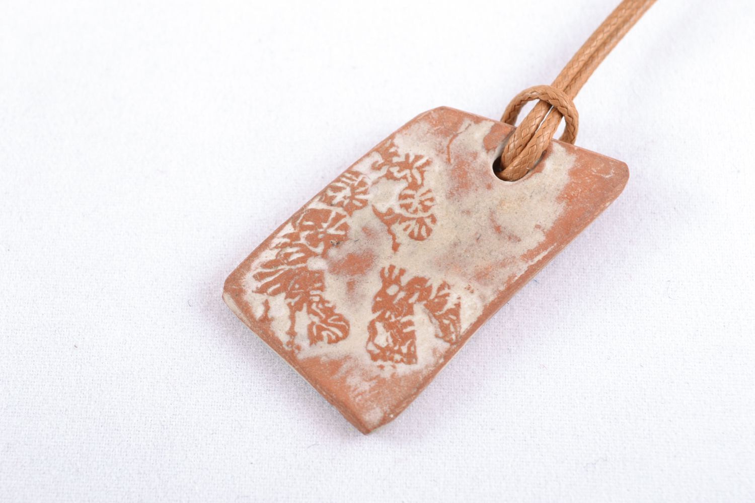 Handmade ceramic pendant with cord photo 3