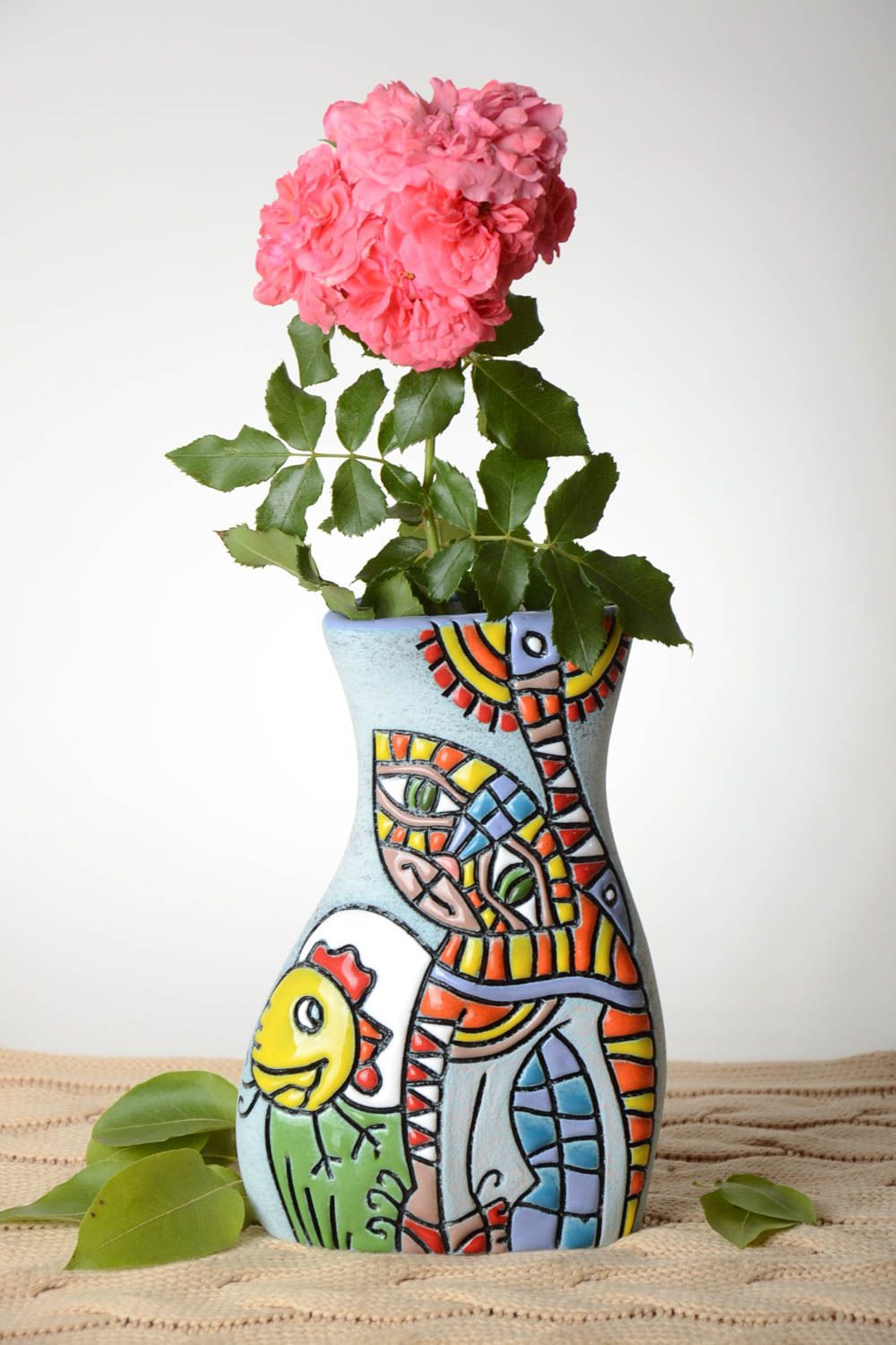 9 inches ceramic art style handmade vase décor 2 lb photo 1