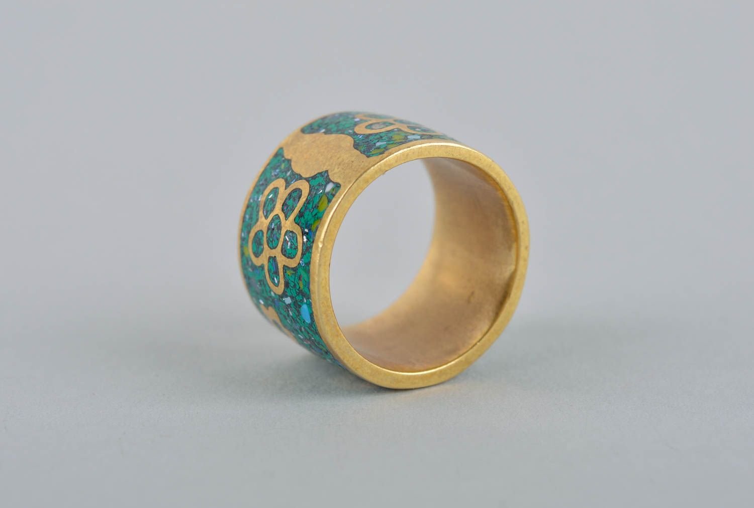 Широкое кольцо ручной работы женское кольцо латунное эксклюзивное кольцо фото 4