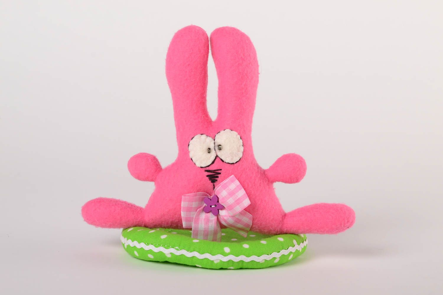 Handmade baby toy fleece handmade toy soft toy pink bunny toy toy for kids   photo 1