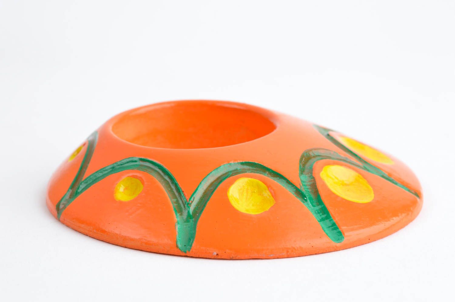 Bougeoir design fait main Support bougie plâtre orange Cadeau original photo 2
