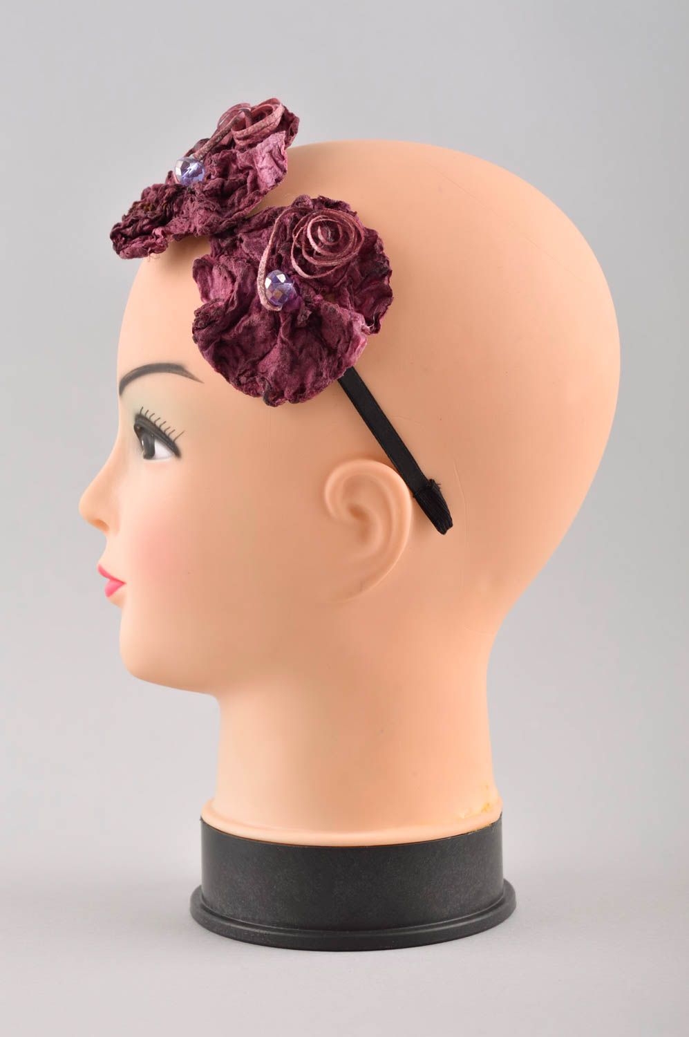 Serre-tête à fleurs fait main Accessoire coiffure original Cadeau femme photo 3
