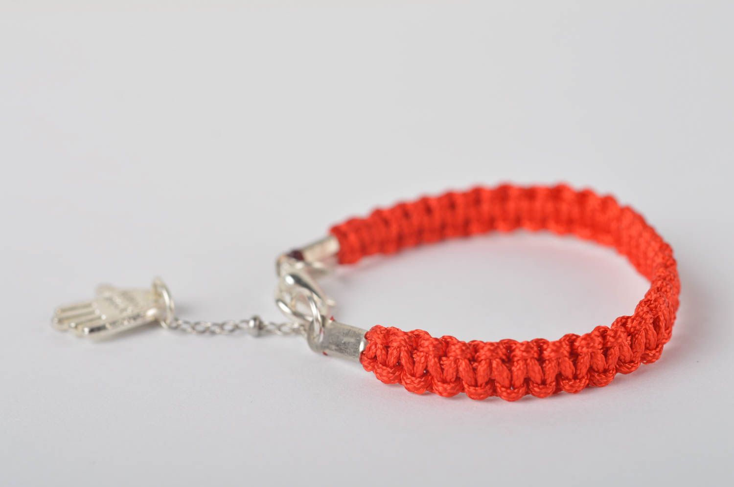 Bracelet textile Bijou fait main rouge tressé simple Accessoire fille cadeau photo 5