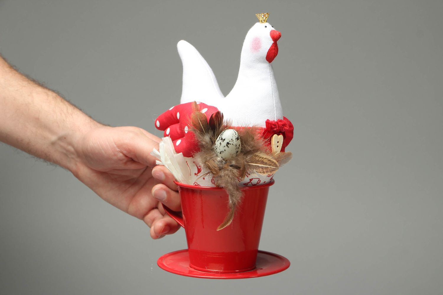 Soft interior toy Hen in Red Cup photo 4