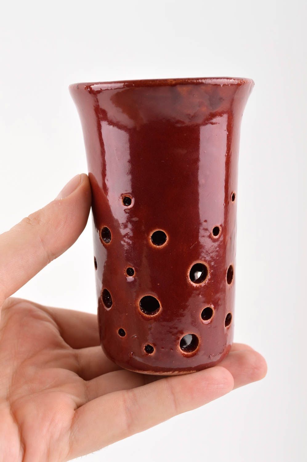 Handgemachte Keramik schöne Vase Haus Deko Idee originelles Geschenk bordeauxrot foto 5