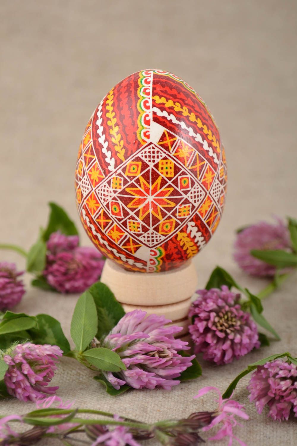 Beautiful handmade painted Easter egg with symbolics Easter gift photo 1