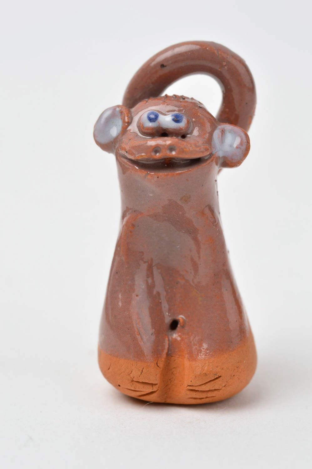 Figurine singe Statuette miniature fait main argile rouge peinte Déco maison photo 3