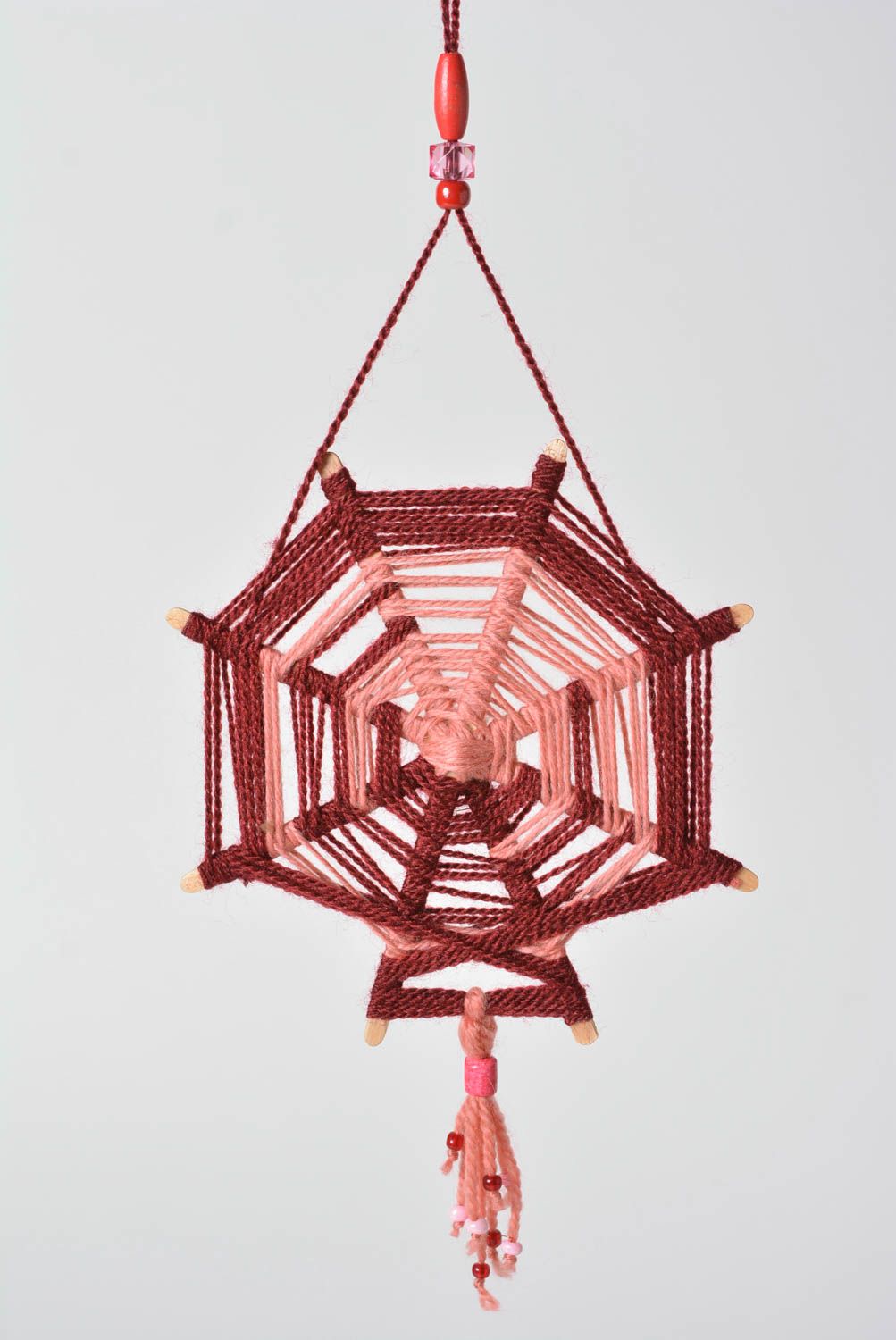 Mandala Suspension décorative fait main bordeaux rose Décoration maison photo 1