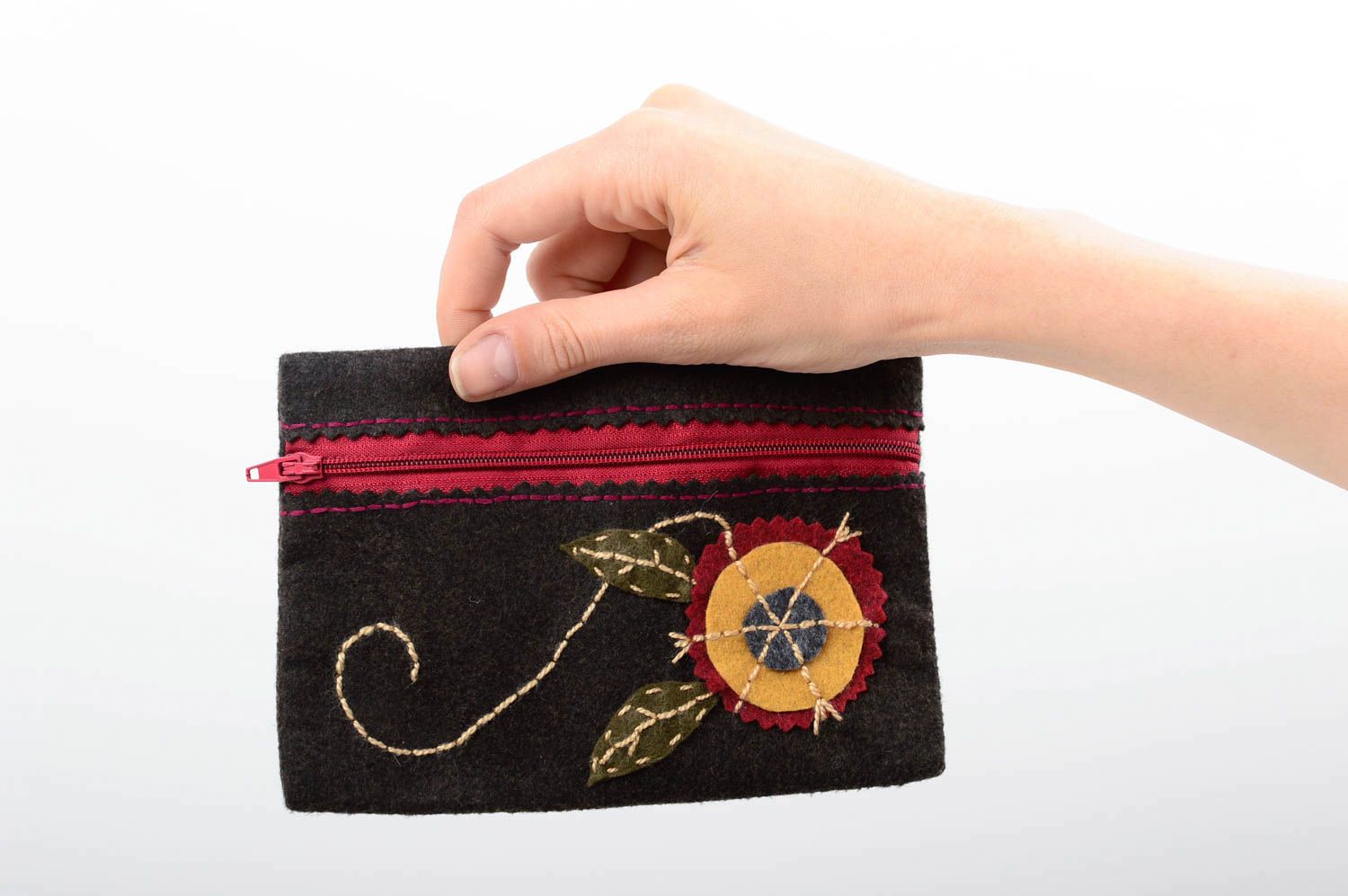 Handmade felt handbag small woolen purse wool accessories clutch bag photo 5