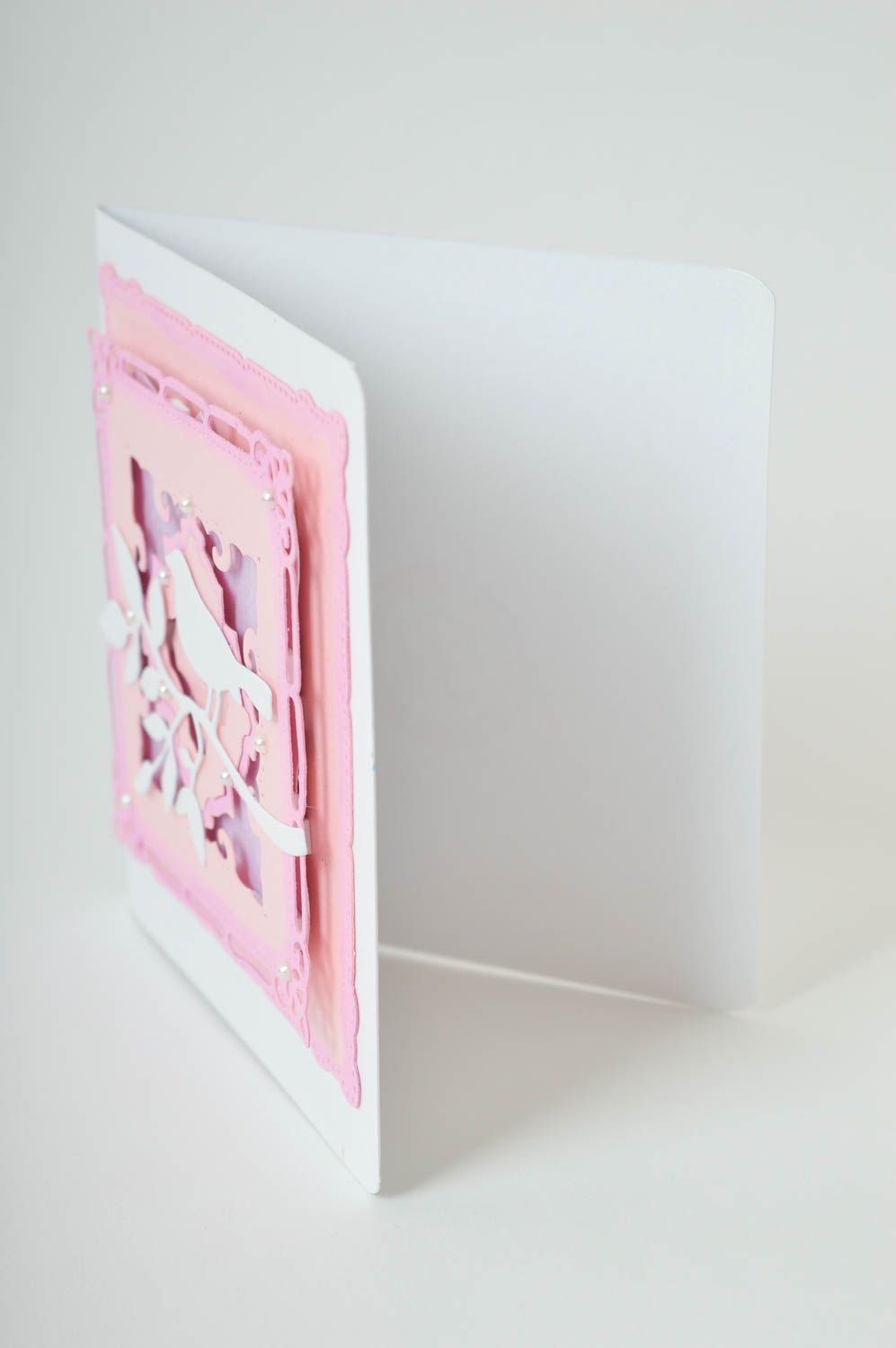 Carte de voeux faite main Carte de souhait rose carrée Cadeau original photo 4