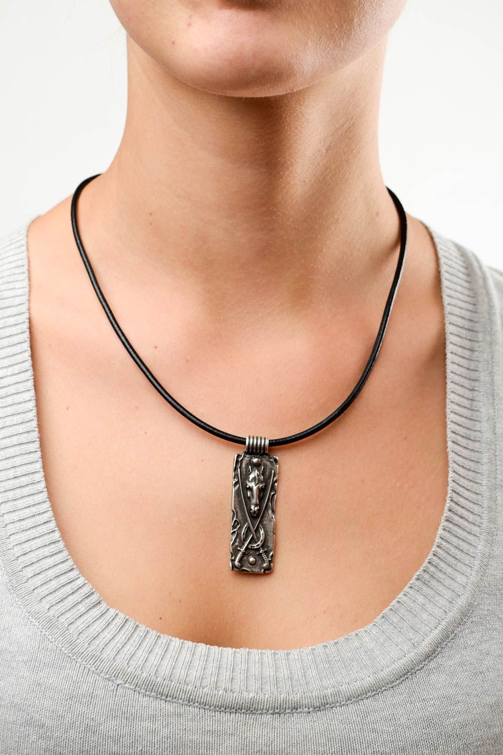Schmuck handgemacht Halskette mit Anhänger Damen Collier Schmuck Anhänger Metall foto 2
