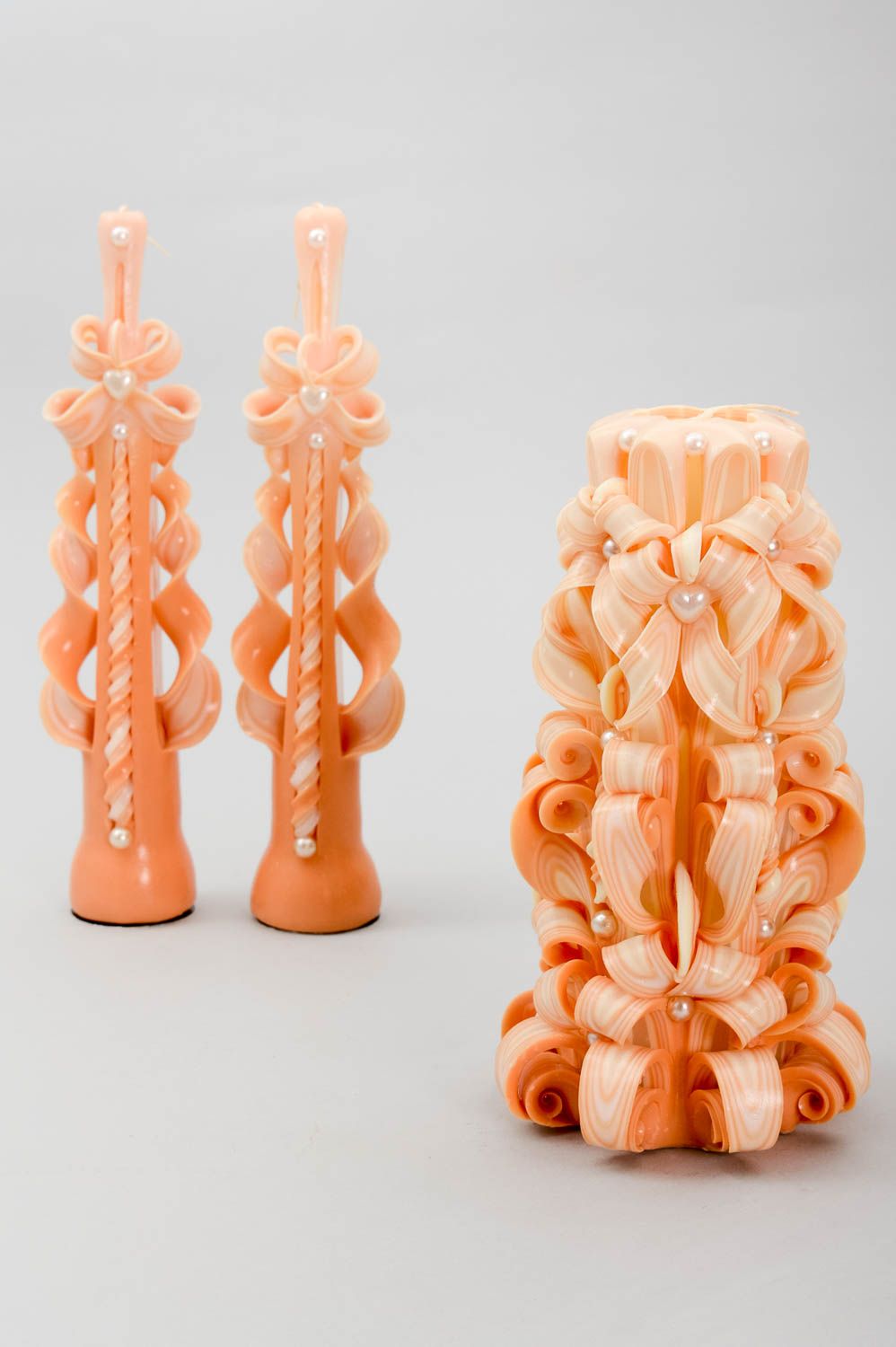 Velas de parafina hechas a mano naranjas elementos decorativos regalo original foto 2