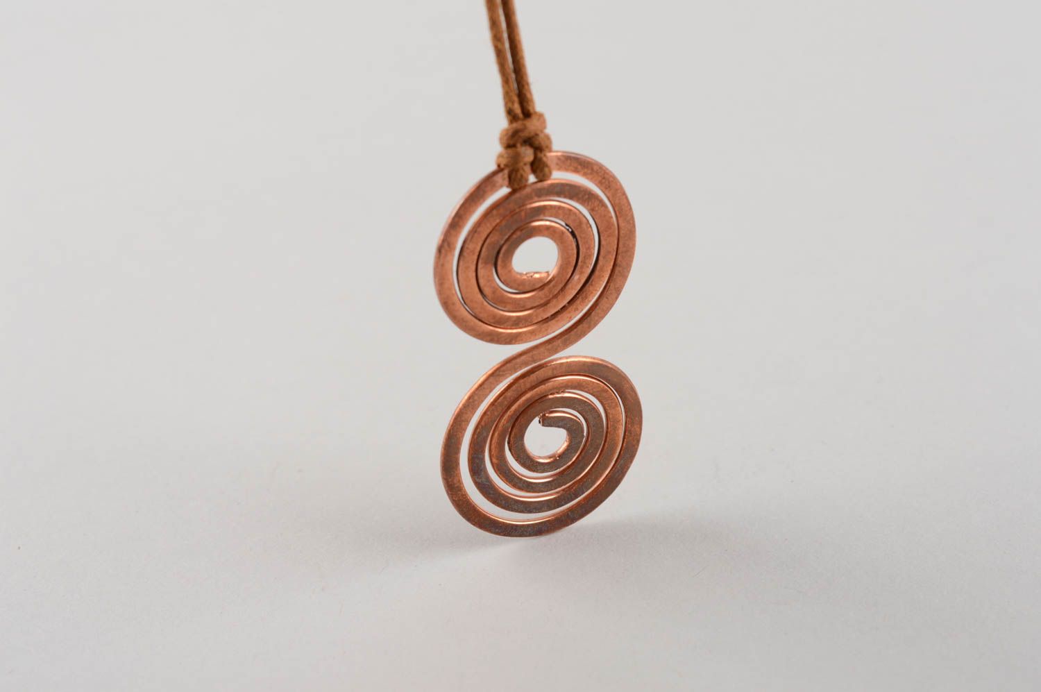 Handmade designer copper pendant with cord beautiful jewelry photo 5