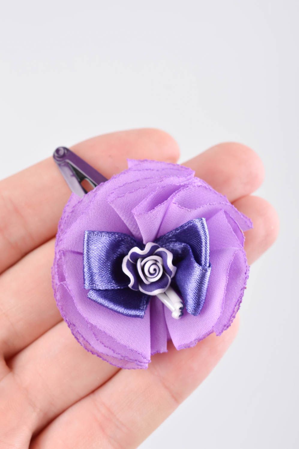Adorno para el pelo flor violeta accesorio de moda artesanal regalo original foto 5