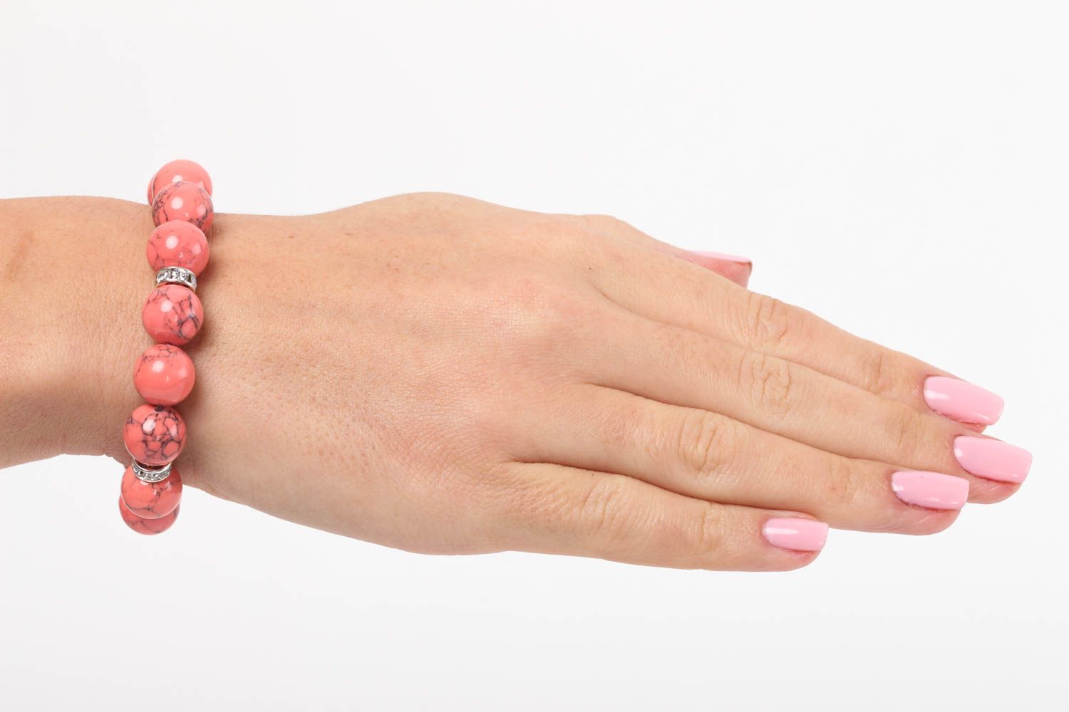 Armband handmade Korallen Armband Mode Schmuck Frauen Accessoire rot gemustert foto 5