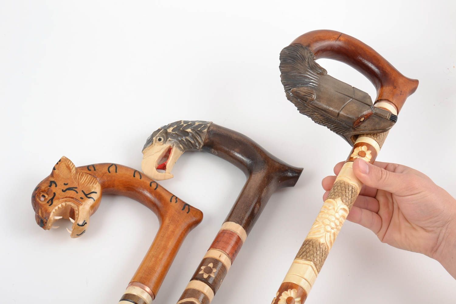 Handgemachte Holz Gehstöcke mit Knauf Set 3 Stück Accessoires für Männer foto 3