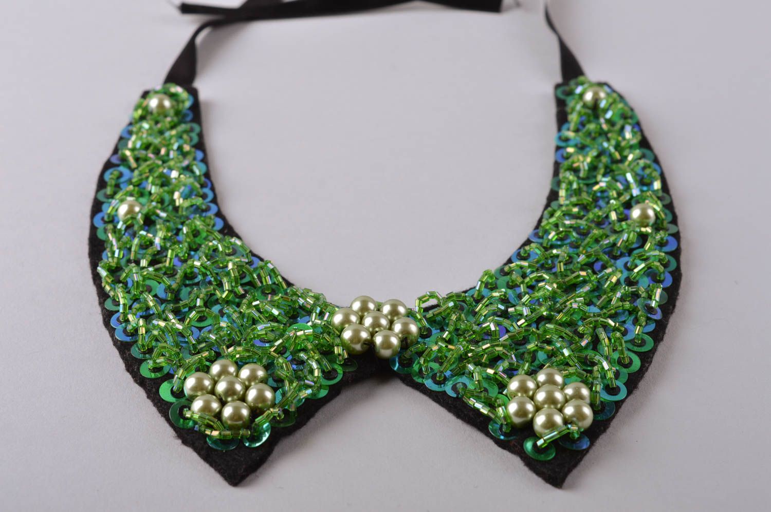 Handmade Modeschmuck Collier abnehmbarer Kragen Accessoire für Frauen grün foto 3
