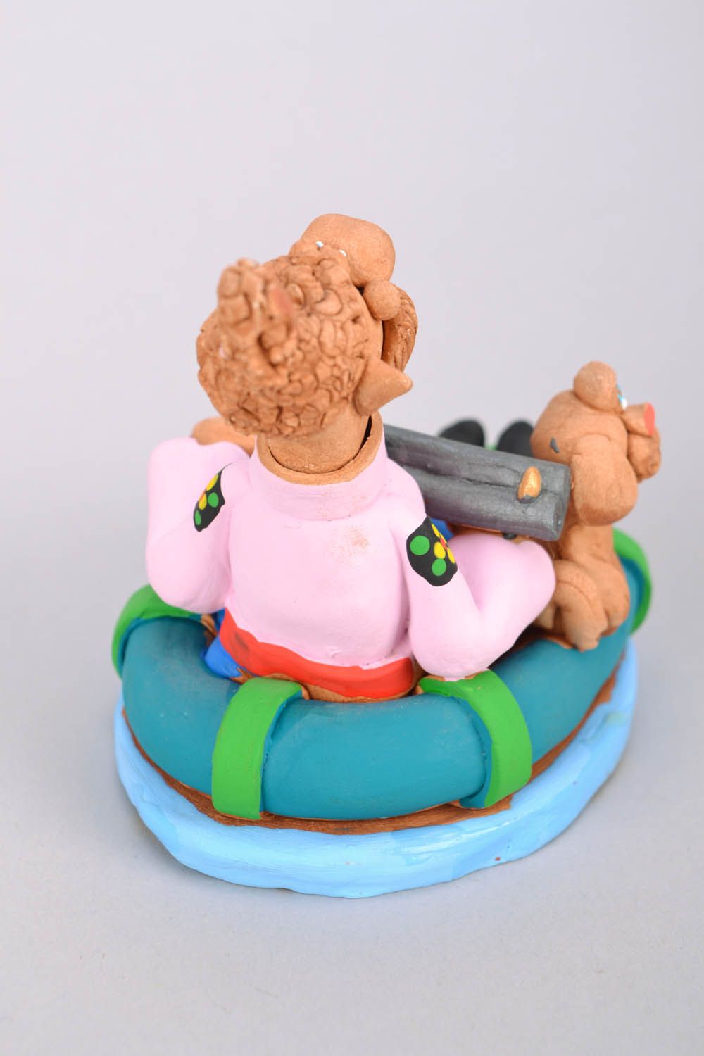 Handmade clay figurine Cossack in a Boat photo 5