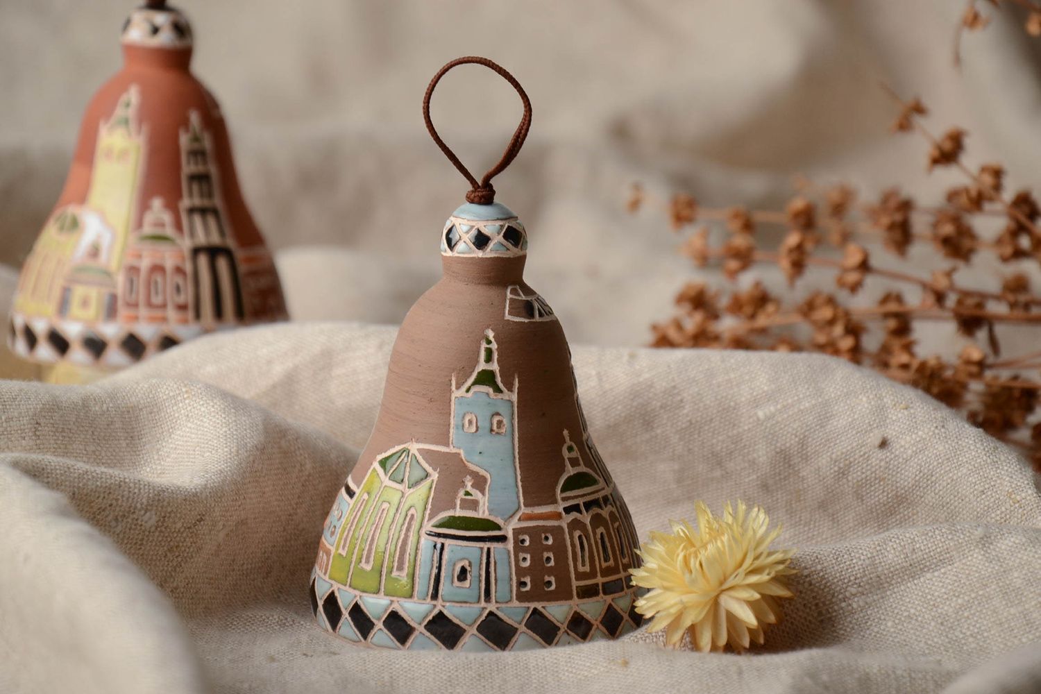 Campanello originale fatto a mano campanella in ceramica elemento decorativo foto 1