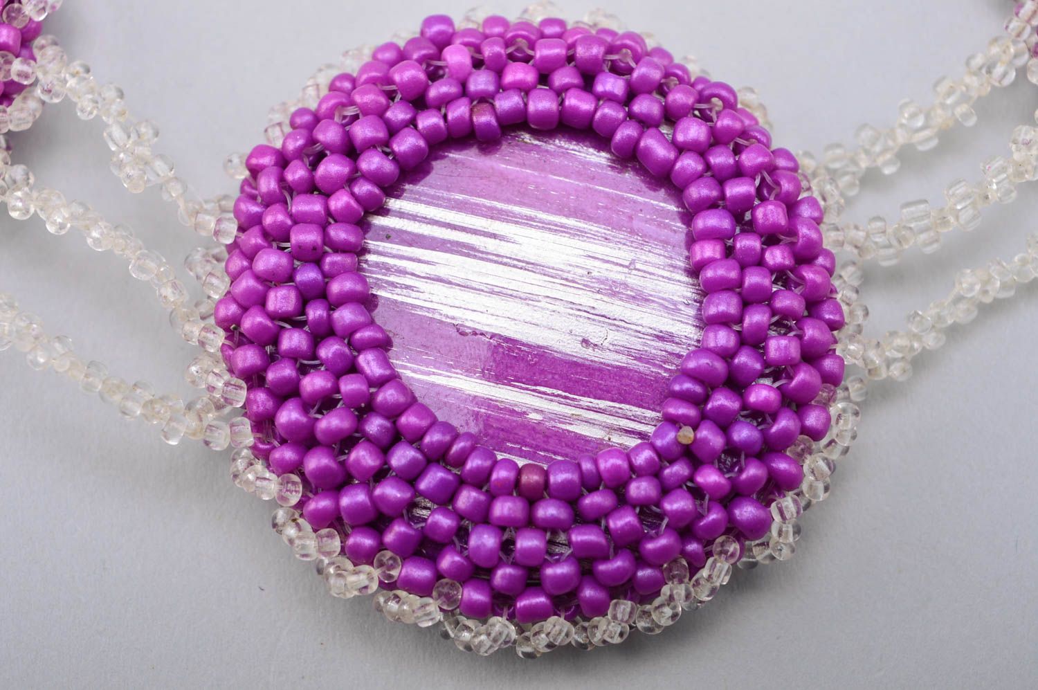 Collier en perles de rocaille Bijou fait main long violet Cadeau pour femme photo 3