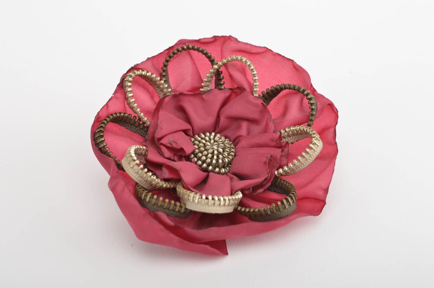 Haarspange Blume handmade Brosche Modeschmuck Haarschmuck Blumen in Weinrot foto 5