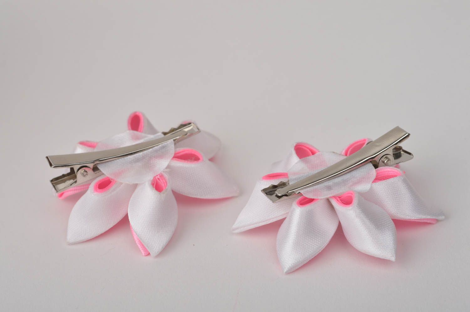 Homemade jewelry set designer accessories flower hair clips kanzashi flowers photo 10