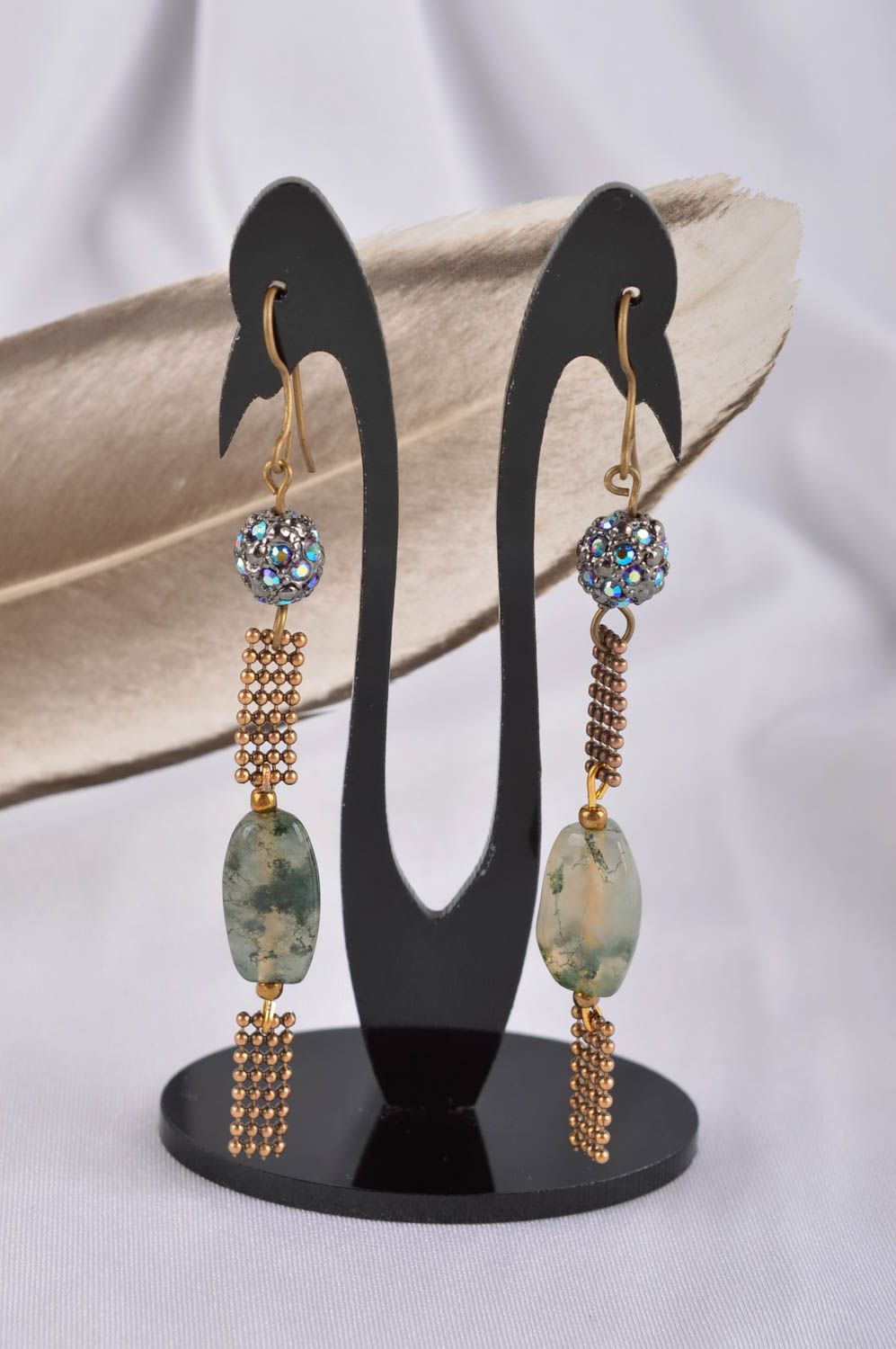 Ohrringe mit Edelsteinen handmade Schmuck große Ohrringe Accessoire für Frauen foto 1