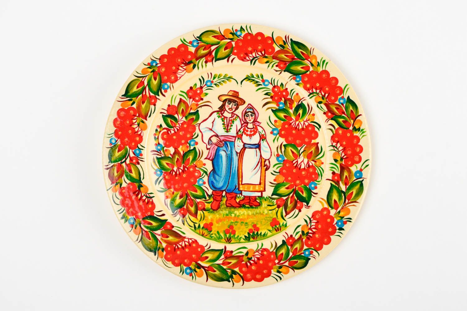 Сувенирная тарелка ручной работы деревянная посуда расписная декор для дома фото 4