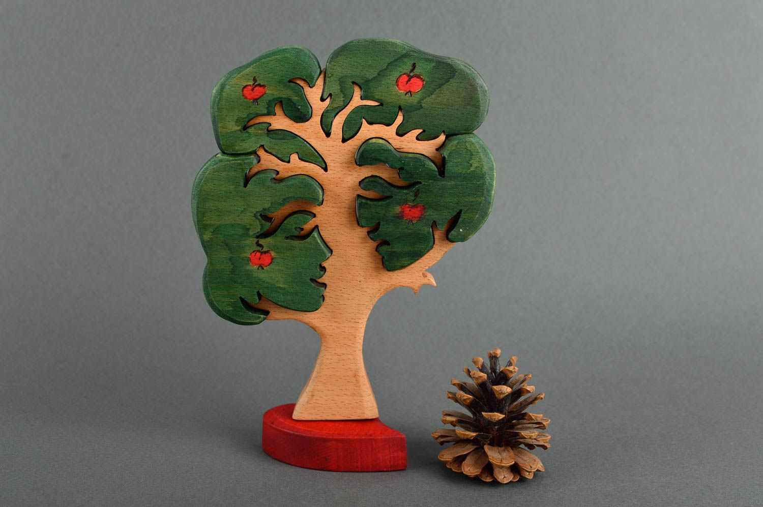 Rompecabeza de madera árbol artesanal pasatiempo original juguete infantil foto 1