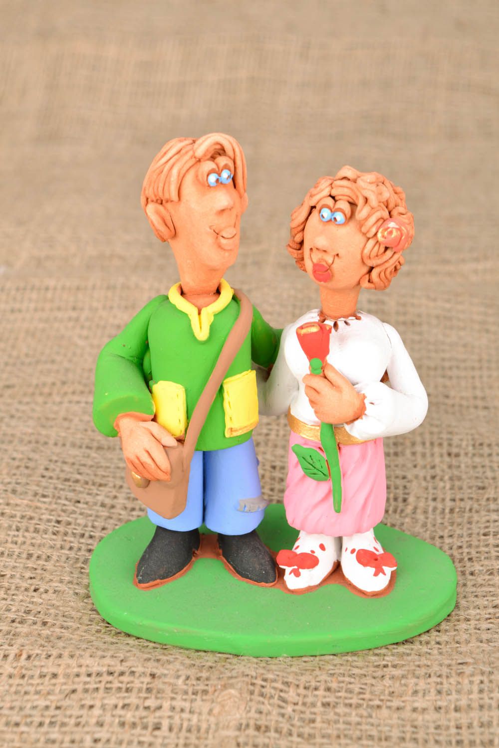 Homemade ceramic statuette The Couple In Love photo 1