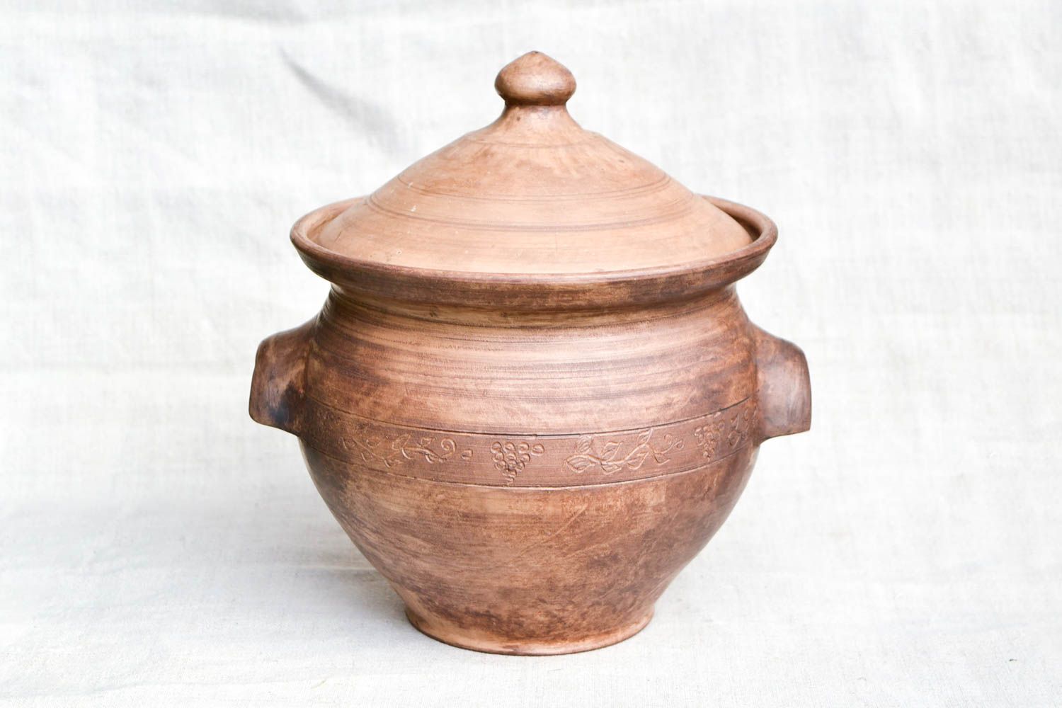 Topf aus Ton handgefertigt Deko für Küche Keramik Geschirr in Braun schön foto 5