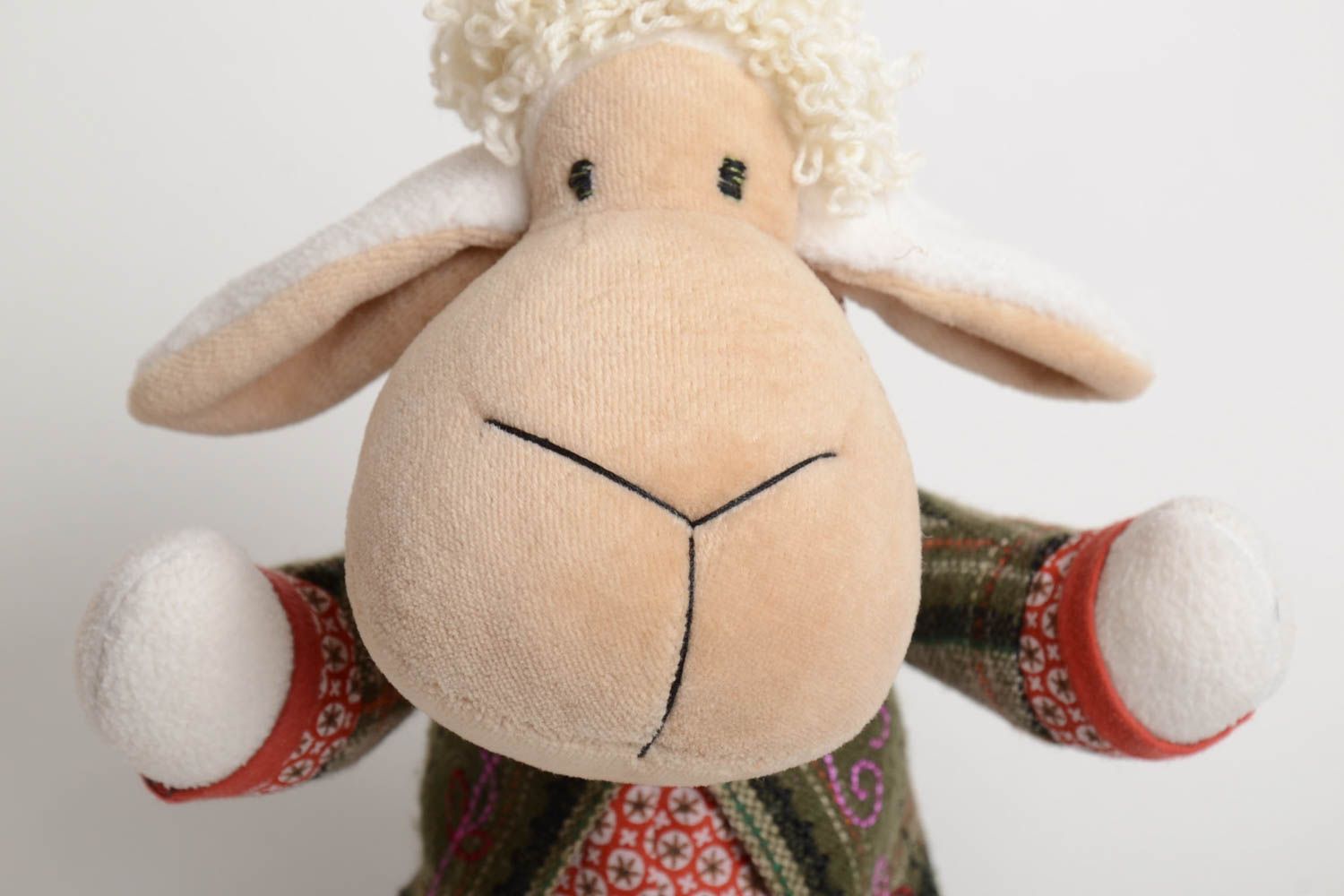 Designer's soft toy handmade ram made of natural fabrics and fleece photo 5