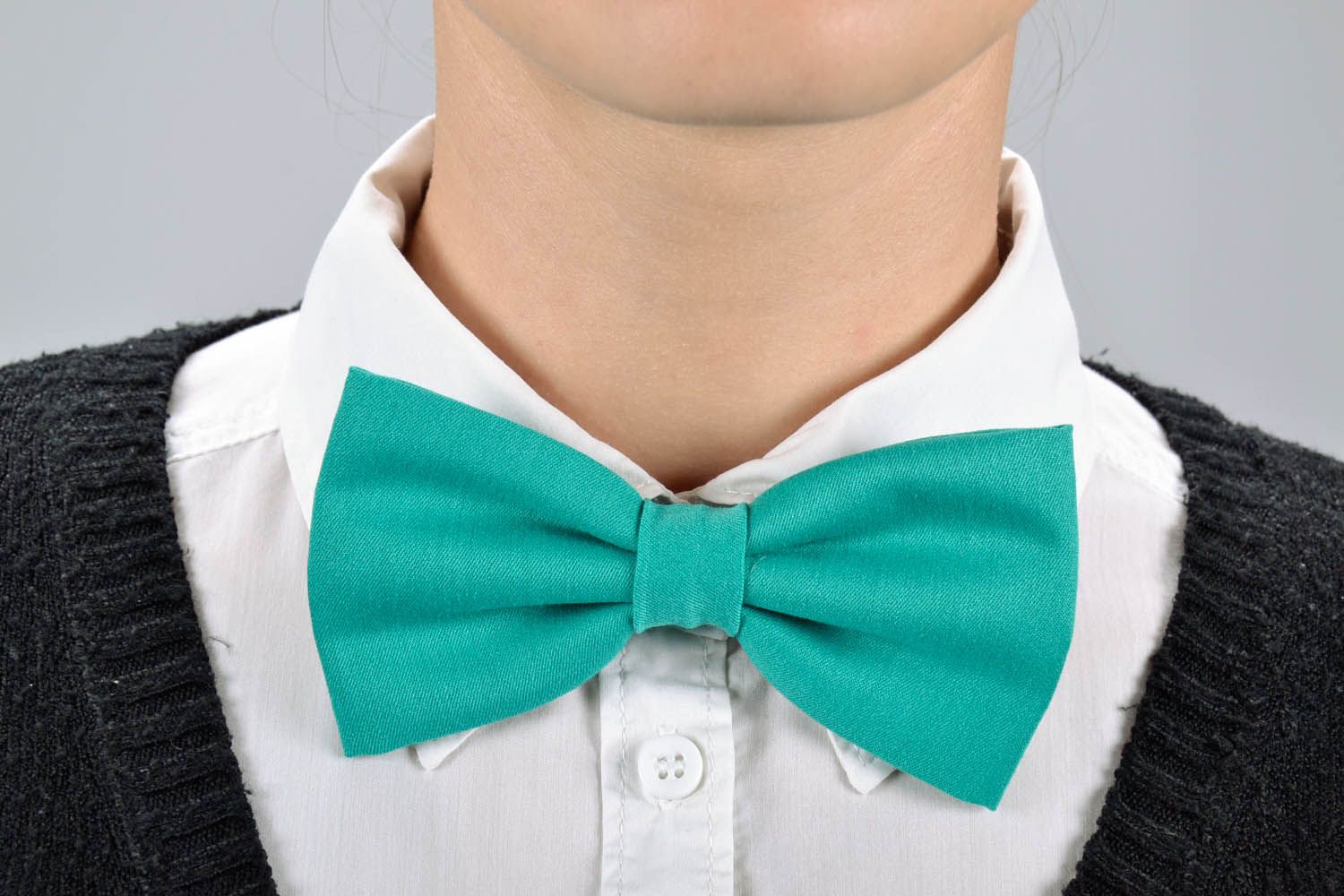 Cotton blue bow tie  photo 5