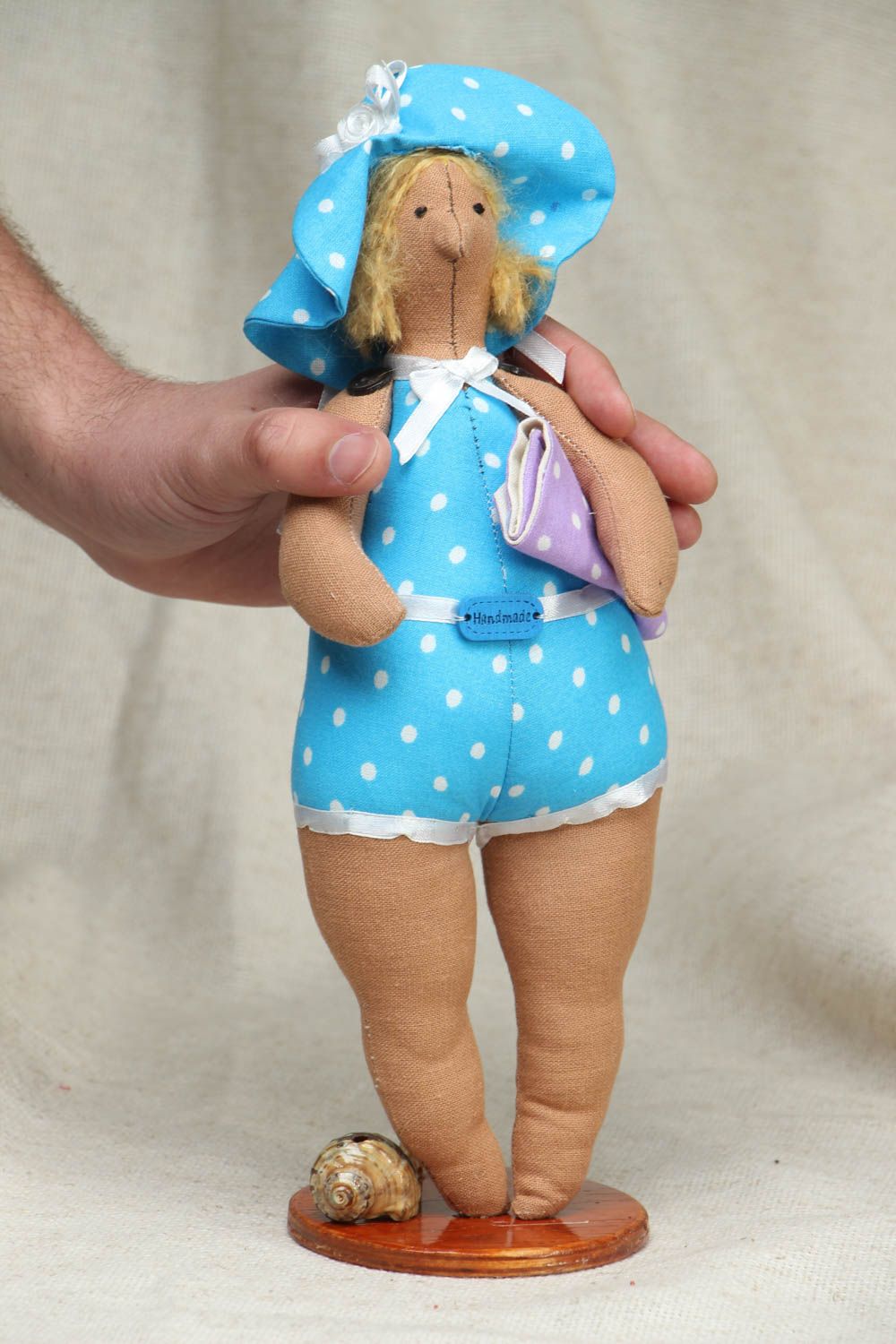 Fabric doll in blue swimming suit photo 4