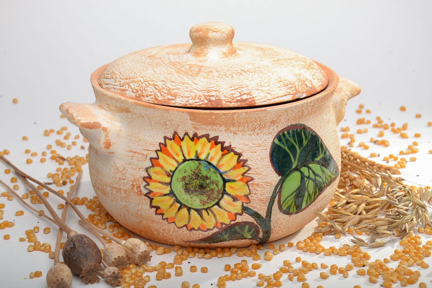 Handmade ceramic pot Sunflower photo 1