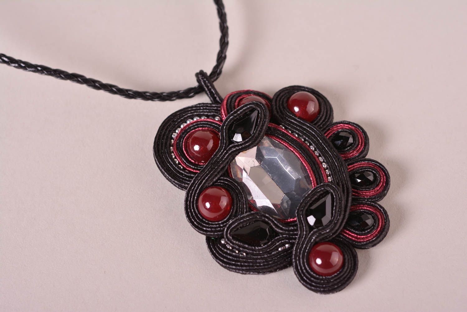 Handmade necklace soutache pendant necklace designer jewelry gifts for women photo 3