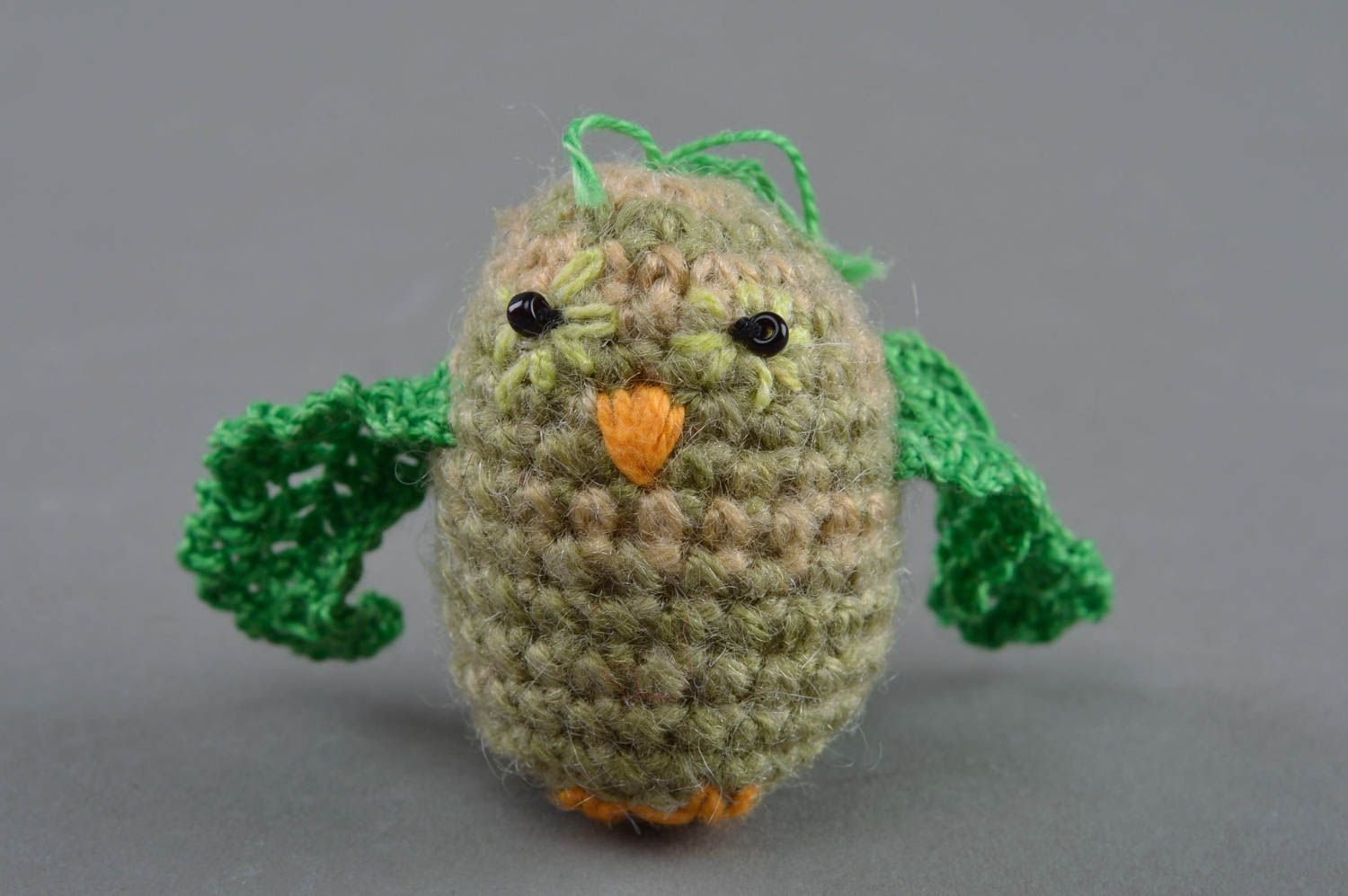 Beautiful small handmade crochet soft toy owl with eyelet for kids photo 1