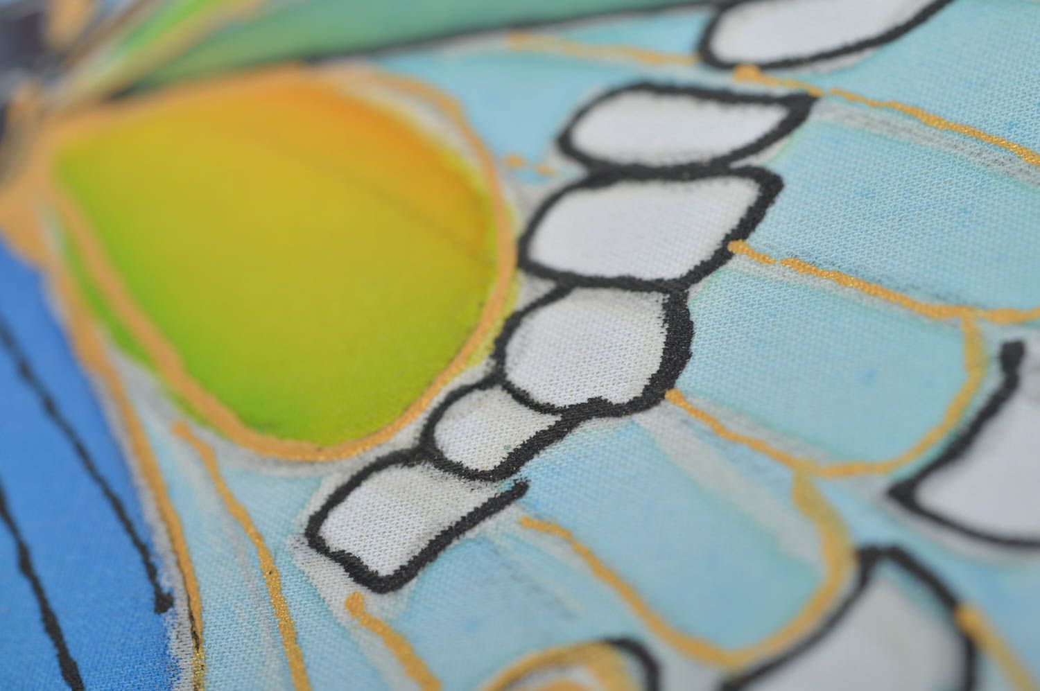 Картина в технике холодный батик тканевая ручной работы авторская Бабочка фото 5
