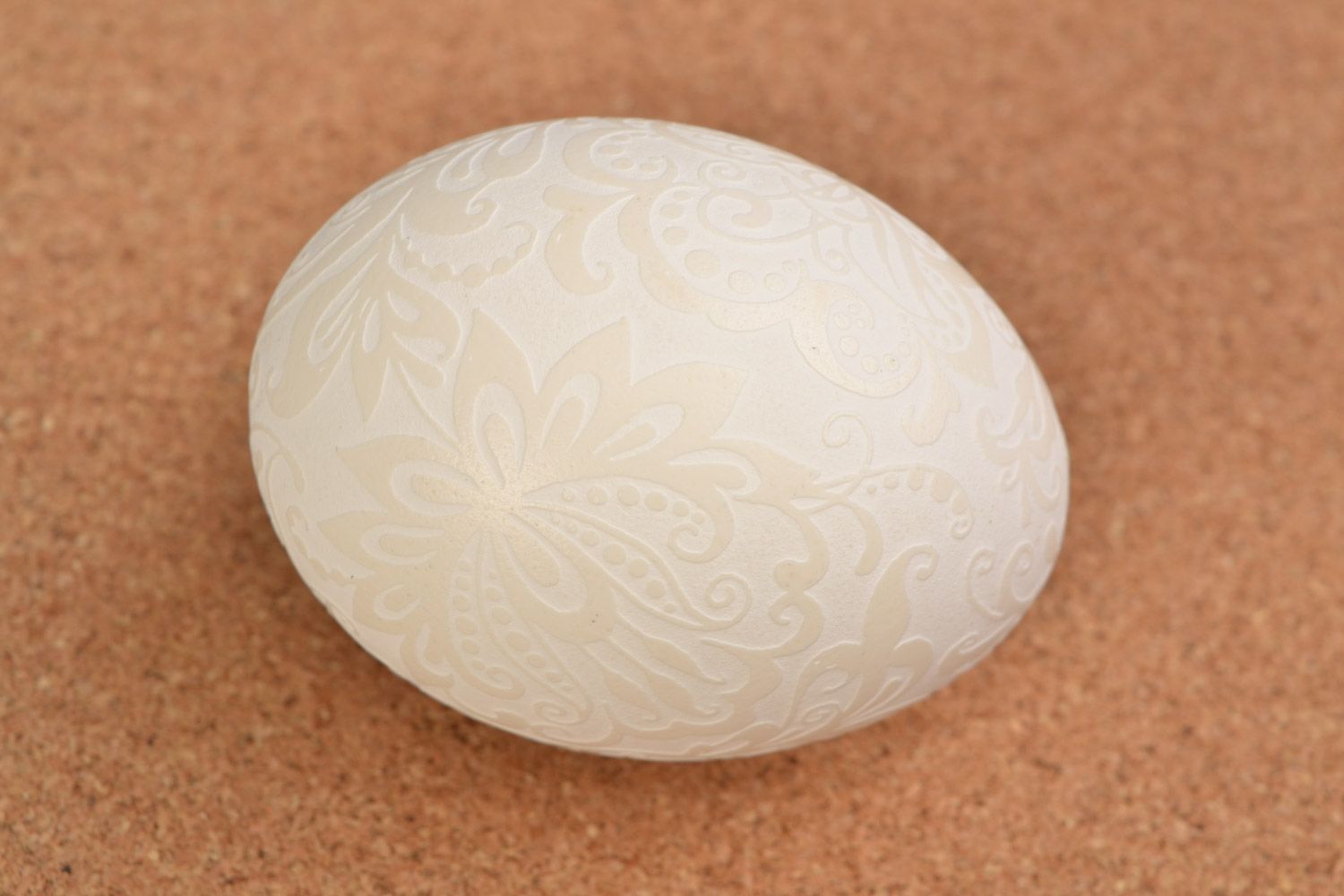 Авторское пасхальное яйцо в технике травления уксусом куриное пустое ручной работы фото 1