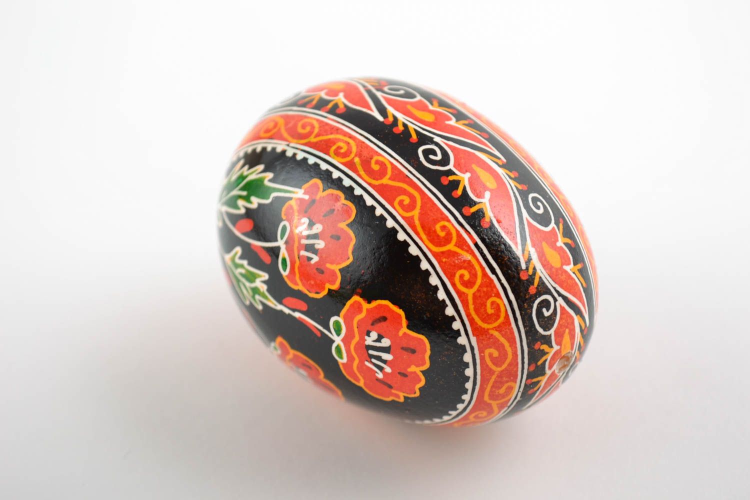 Huevo de Pascua pintado con acrílicos a mano artesanal con amapolas foto 3