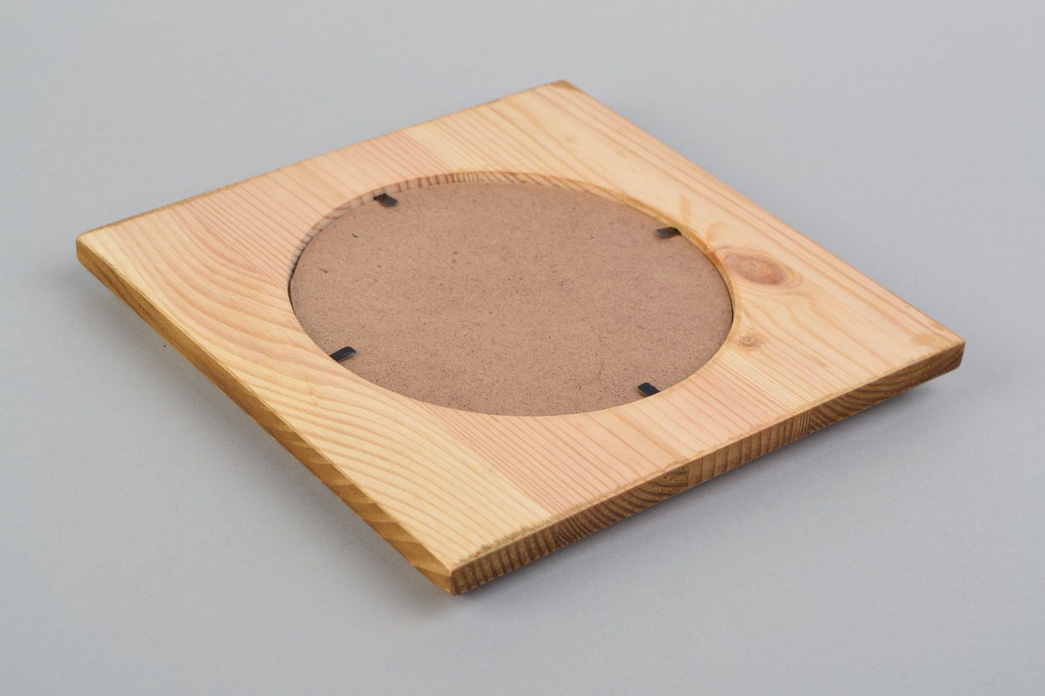 Cadre photo carré en bois de pin fait main petit couvert de brou de noix photo 4