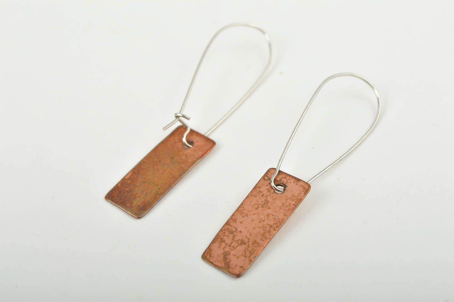 Handmade beautiful earrings stylish copper jewelry designer accessory photo 3