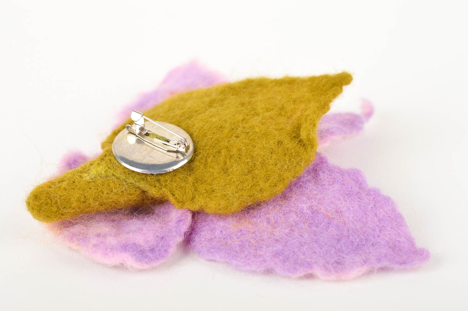 Handmade woolen felted brooch stylish flower brooch beautiful accessory photo 5